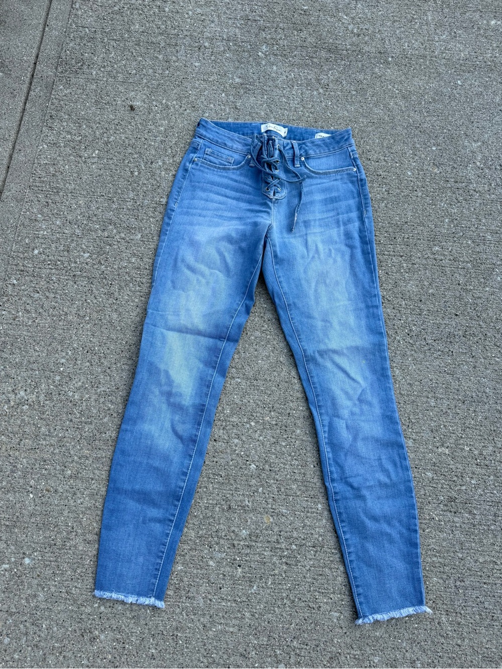 Jessica Simpson Women's Blue Lace-Up Waist Skinny Jeans